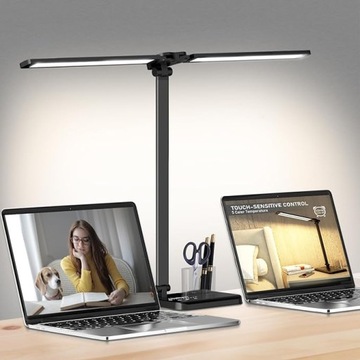 Lampa biurkowa szkolna LED podwójnym USB + organizer
