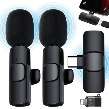 2 БЕСПРОВОДНЫХ МИКРОФОНА USB-C LIGHTNING ANDROID IOS