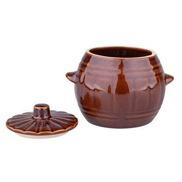 Керамическая бочка, маринованные огурцы, сало, 1 литр