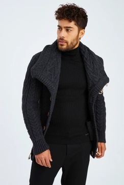 Leif Nelson Свитер с шалевым воротником Антрацитовый