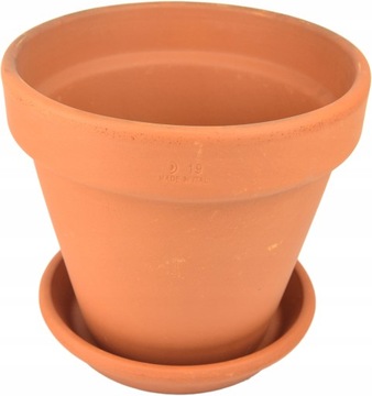 Doniczka Ceramiczna Gliniana Prosta Klasyczna 19cm Donica z Podstawką ITALY
