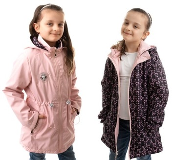 KURTKA PARKA WIOSENNA dziewczęca DWUSTRONNA r.134 cm