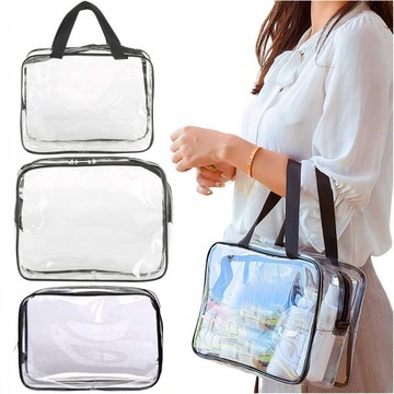 НАБОР 3В1 ПРОЗРАЧНАЯ ТУРИСТИЧЕСКАЯ ПУТЕШЕСТВЕННАЯ КОСМЕТИЧЕСКАЯ СУМКА НА МОЛНИИ КОСМЕТИКА