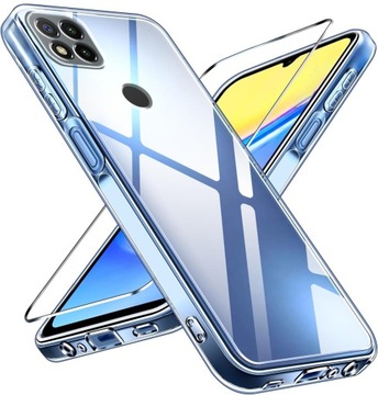 ETUI DO XIAOMI REDMI 9C Przezroczyste SILIKON OCHRONA APARATU CASE + SZKŁO