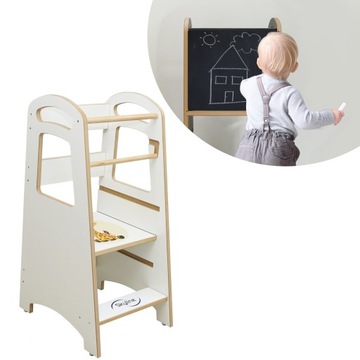 Pomocnik kuchenny Kitchen helper dla dziecka 2w1 Tablica Solidny Biały PL