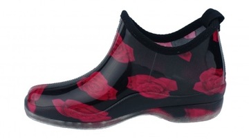 БОТИНКИ ЖЕНСКИЕ РЕЗИНОВЫЕ, ЦВЕТЫ, КОРОТКИЕ РЕЗИНОВЫЕ БОТИНКИ, РОЗА