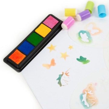 ШТАМПЫ ДЛЯ ЗАТЕНИВАНИЯ С 5-ЦВЕТОВЫМИ ШАБЛОНАМИ И АППЛИКАТОРАМИ KIDEA ГУБКИ