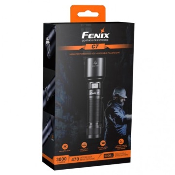 СВЕТОДИОДНЫЙ ФОНАРЬ FENIX C7 ТАКТИЧЕСКИЙ IP68 LED 5000 мАч 470м USB-C 3000лм