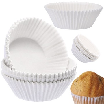 PAPILOTKI DO MUFFINEK BIAŁE FOREMKI 100 SZT. IDEALNE NA IMPREZY I SPOTKANIA