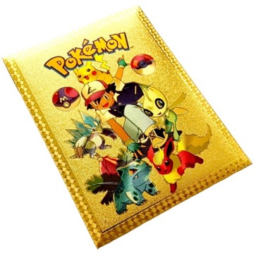 Золотые коллекционные карточки с покемонами и Пикачу, 10 шт., подарочный футляр, золотой