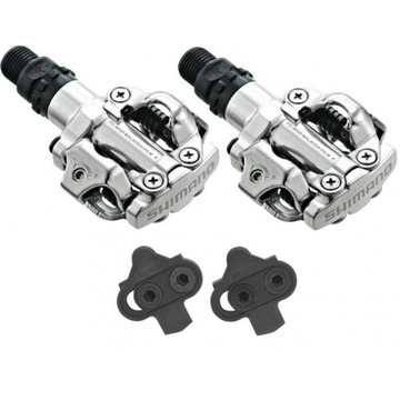 PEDAŁY ROWEROWE SPD PD-M520 SHIMANO SREBRNE MTB +BLOKI SH-51 ORYGINALNE BOX
