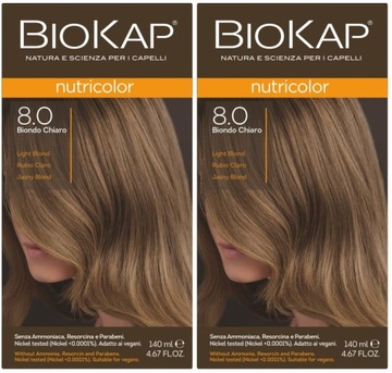 BIOKAP NUTRICOLOR Farba 8.0 Jasny blond 2x140 ml