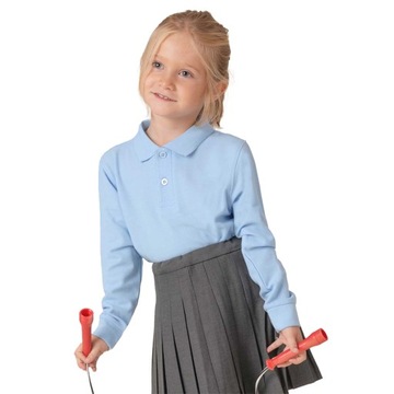 ДЕТСКАЯ ФУТБОЛКА ПОЛО С ДЛИННЫМ РУКАВОМ СИНЯЯ 12/14