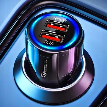 БЫСТРОЕ АВТОМОБИЛЬНОЕ ЗАРЯДНОЕ УСТРОЙСТВО 2xUSB 12/24 В QUALCOMM QC 3.0 Quick Charge 3.0