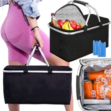 ТЕРМАЛЬНАЯ КОРЗИНА ДЛЯ ПИКНИКА, СКЛАДНАЯ, ИЗОЛИРОВАННАЯ КОРЗИНА ДЛЯ ПОКУПОК, ПИКНИК+ВСТАВКИ