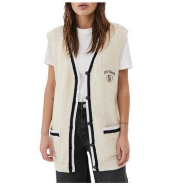 B0D111 BEŻOWA KAMIZELKA SWETERKOWA OVERSIZE URBAN OUTFITTERS XS