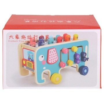 ДЕРЕВЯННЫЙ КУБ СЛОНА, МОЛОТОК МОНТЕССОРИ, ИГРУШКА ЗИ-11