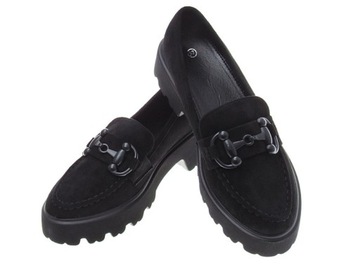 Zamszowe mokasyny półbuty Black r.37