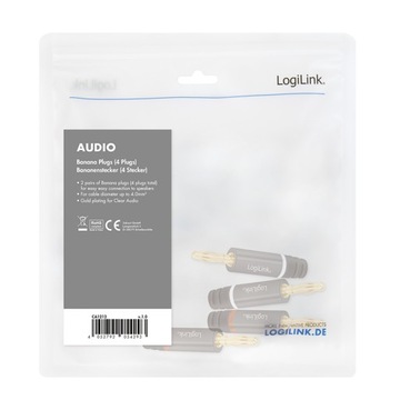 Разъем-банан Logilink Audio для самостоятельной сборки (4 шт), металл