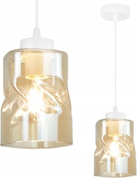 LAMPA WISZĄCA SUFITOWA BIAŁA SZKLANY KLOSZ MIODOWA ZWIS 1 ŻYRANDOL LED E27