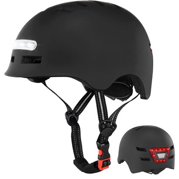 KASK ROWEROWY REGULOWANY OŚWIETLENIE LED L 58-61CM