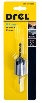 WIERTŁO DO DREWNA Z FAZOWNIKIEM NAWIERTAK 3mm