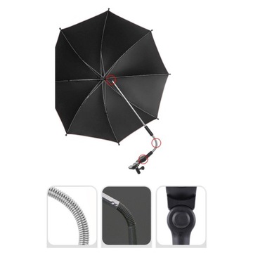 Parasol przeciwsłoneczny do wózka dziecięcego, regulowany 360 stopni, anty UV 75 cm, zielony