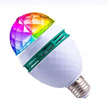 ŻARÓWKA OBROTOWA KULA DYSKOTEKOWA LED RGB 3W E27