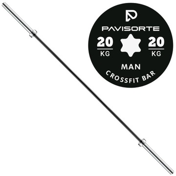 GRYF OLIMPIJSKI PROSTY DO SZTANGI 220cm 20kg CROSSFIT CHROMOWANY STAL 680KG