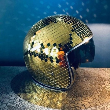 Klasyczny kask z kulą dyskotekową lustrzany brokat