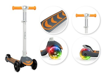 Трёхколесный складной светодиодный самокат до 7 лет MoMi