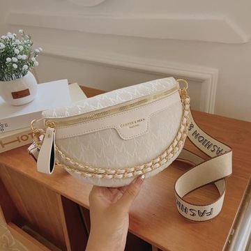 SASZETKA NERKA DAMSKA TOREBKA LISTONOSZKA BIAŁA CROSSBODY BIODRÓWKA