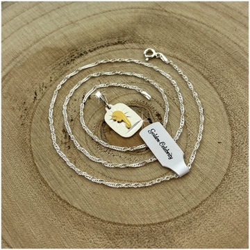 СЕРЕБРЯНАЯ СИНГАПУРСКАЯ ЦЕПЬ + PR МЕДАЛЬ. 925 ФАТИМСКАЯ БОГОРОДИЦА + ГРАВИРОВКА