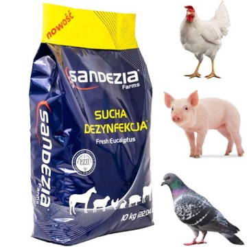 SANDEZIA 10 kg Sucha Dezynfekcja, zabija wirusy, bakterie ŚWIEŻO I CZYSTO