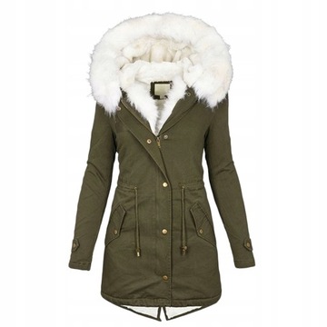 KURTKA DAMSKA DŁUGA Parka Kaptu Z KAPTUREM ZIMOWA S-5XL, M