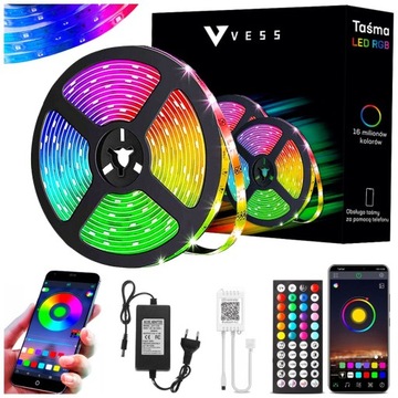 TAŚMA LED RGB KOLOROWA 5M BLUETOOTH PASEK STEROWANIE MUZYKĄ APLIKACJA PILOT