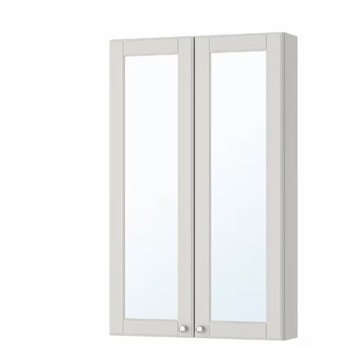 IKEA GODMORGON Szafka z lustrem i drzwiami, Kasjön jasnoszary, 60x14x96 cm