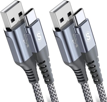2 шт. USB-USB-C кабель SWEGUARD QC 2м серый