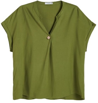 Bluzka damska elegancka krótki rękaw Reserved zielona r.34