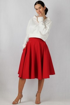 XS KIESZENIE czerwona Spódnica z koła ROZŁOŻYSTA