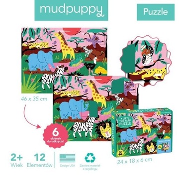 Пазл Mudpuppy с Safari windows 12 деталей 2+