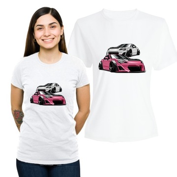 Koszulka Damska z Nadrukiem Bawełniany T-shirt na Prezent Fury Samochody L