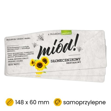 Etykiety / naklejki na miód słonecznikowy 100szt.
