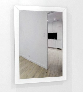 DUŻE Lustro w GRUBEJ 6cm ramie MDF 100x70 białe