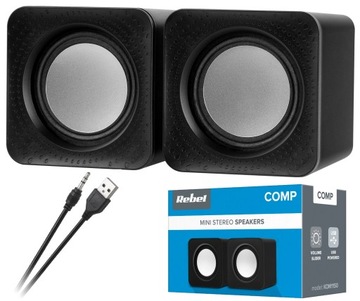 GŁOŚNIKI KOMPUTEROWE MAŁE MOCNE 6W USB JACK REBEL