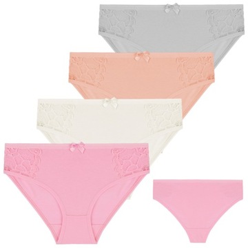 MAJTKI DAMSKIE BAWEŁNIANE Z KORONKĄ BEZ WZORU ELASTYCZNE MORAJ R.XXL 4-PAK