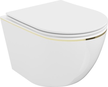 MEXEN LENA MISKA WC RIMLESS DESKA BIAŁA ZŁOTA WZÓR