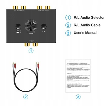 Переключатель стереозвука RCA 2x1/1x2 L/R