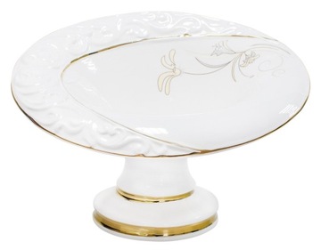 PATERA stylowa NA nodze PORCELANA biała + złoto!!!