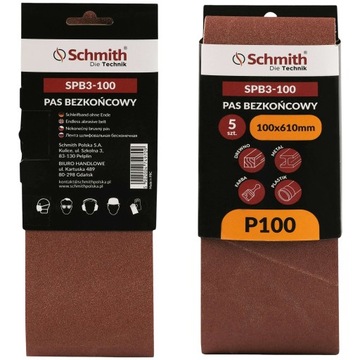 PAS BEZKOŃCOWY TAŚMA PAPIER ŚCIERNY P100 100x610mm 5szt. SCHMITH